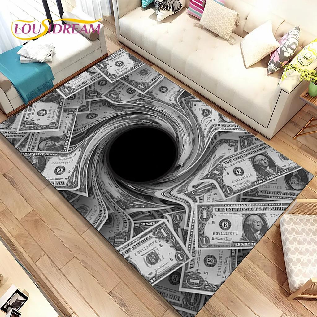 3D иллюзия, доллар, евро, деньги, узор, коврик, ковер для дома, гостиной, спальни, дивана, коврик для двери, детский нескользящий напольный коврик