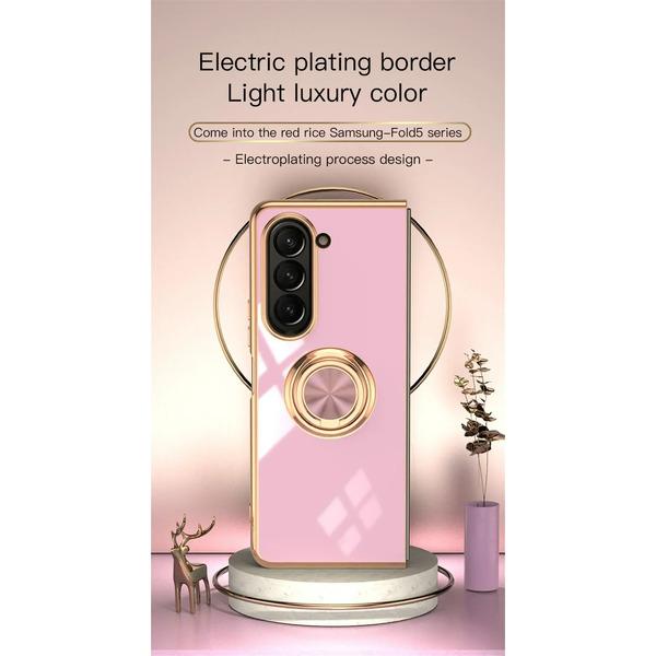 Гальванический чехол с магнитным кольцом-держателем для телефона Samsung Galaxy Z Fold 5 4 Fold5 Fold4 5G Hard Shell противоударный чехол