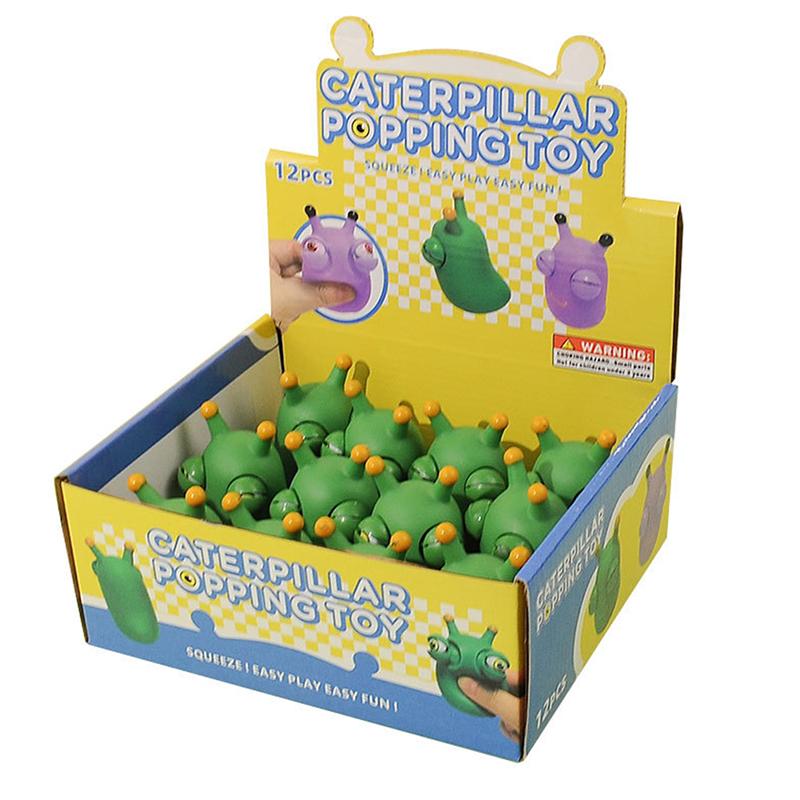 Травяной червь Игрушка-щипок Игрушка-мялка Зеленый Выскакивающий глаз Червь Игрушка-сжималка Снятие стресса Антистресс Фиджет Рождественский Подарок для детской вечеринки