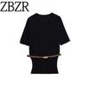 Zbzr Autumn New Women Clothes Western Style Fashion Temperament Short Sleeve Belt Knitted Outerwear 2756112 401