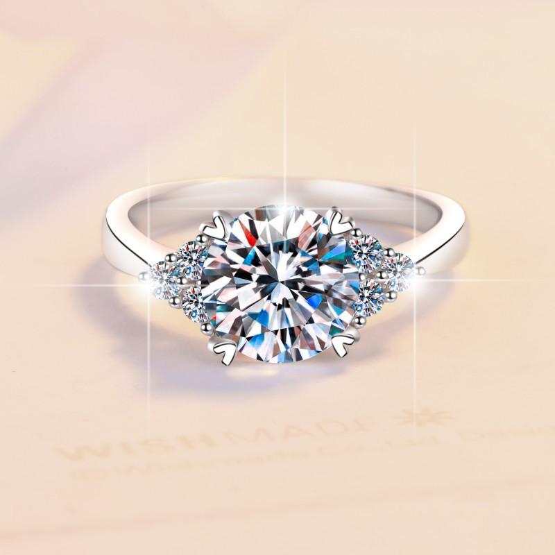 D Color 1/2CT Moissanite Ring Engagement Diamond Ring Wedding Ring Gift for Girlfriend Snowflake S925 Sterling Silver Ring