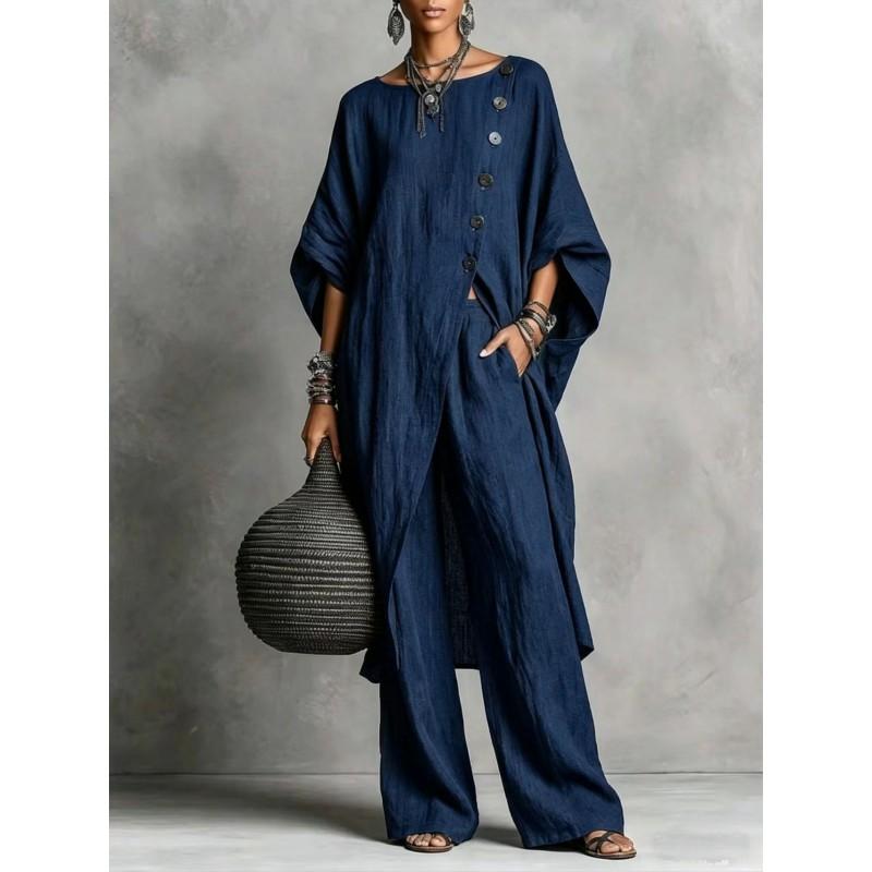 2026 Womens Asymmetrical Shirt Set Casual Urban Fashion Long Sleeve Pants
