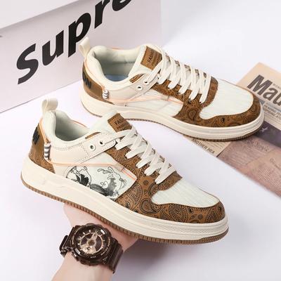 BKQU Модные повседневные мужские туфли на плоской подошве Удобные износостойкие кроссовки для ходьбы Качественные шнуровки Большого размера Дышащие