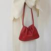 Модная красная мягкая кожаная сумка через плечо, корейская плиссированная портативная сумка подмышкой, женская новая сумка на шнуровке
