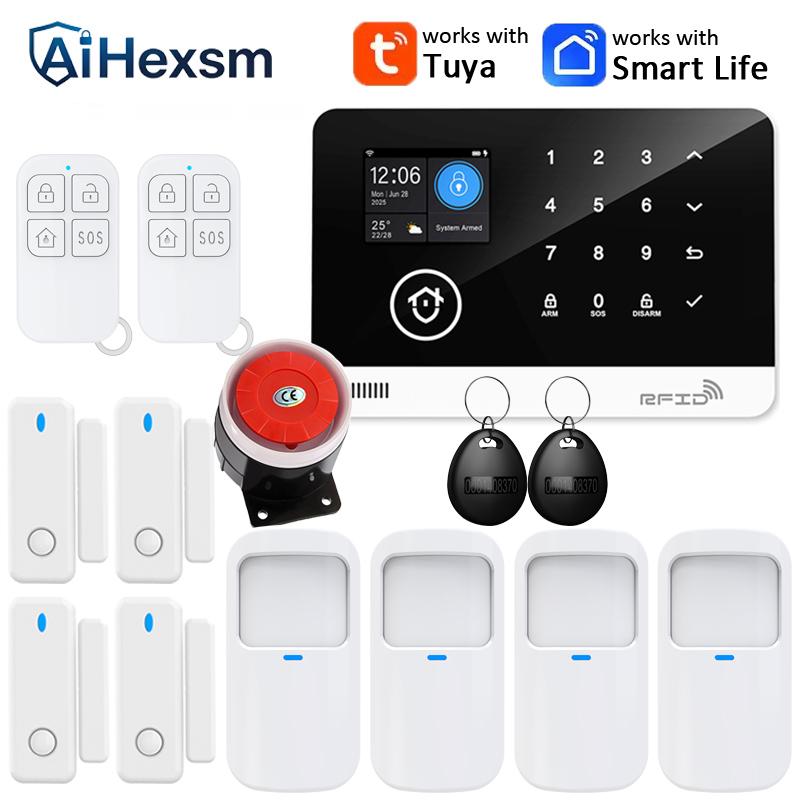 Tuya Smart WiFi GSM Home Security Pet PIR Alarm System RFID APP Control Wireless Solar Siren Outdoor Camera Volume Adjustable