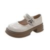 Round Head Small Leather Shoes Women's Summer Thin Velcro Single Shoes 2025 New French Retro with Skirt Platform Single Shoes