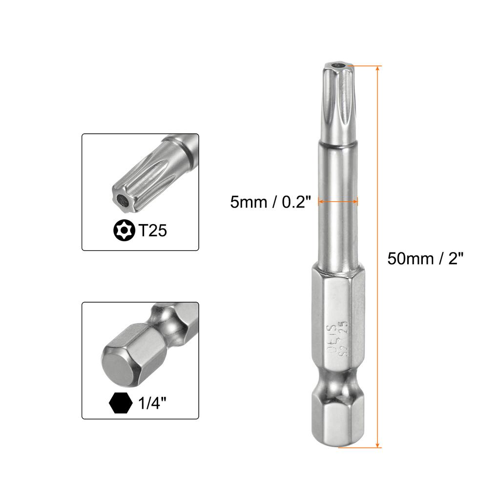 1/2 шт. Безопасное Torx Бито 1/4" Шестигранный Хвостовик 2" Длиной T6-T40 Магнитные Звездообразные Бито с Защитой от Вскрытия Отвертка Torx Головка с Отверстием