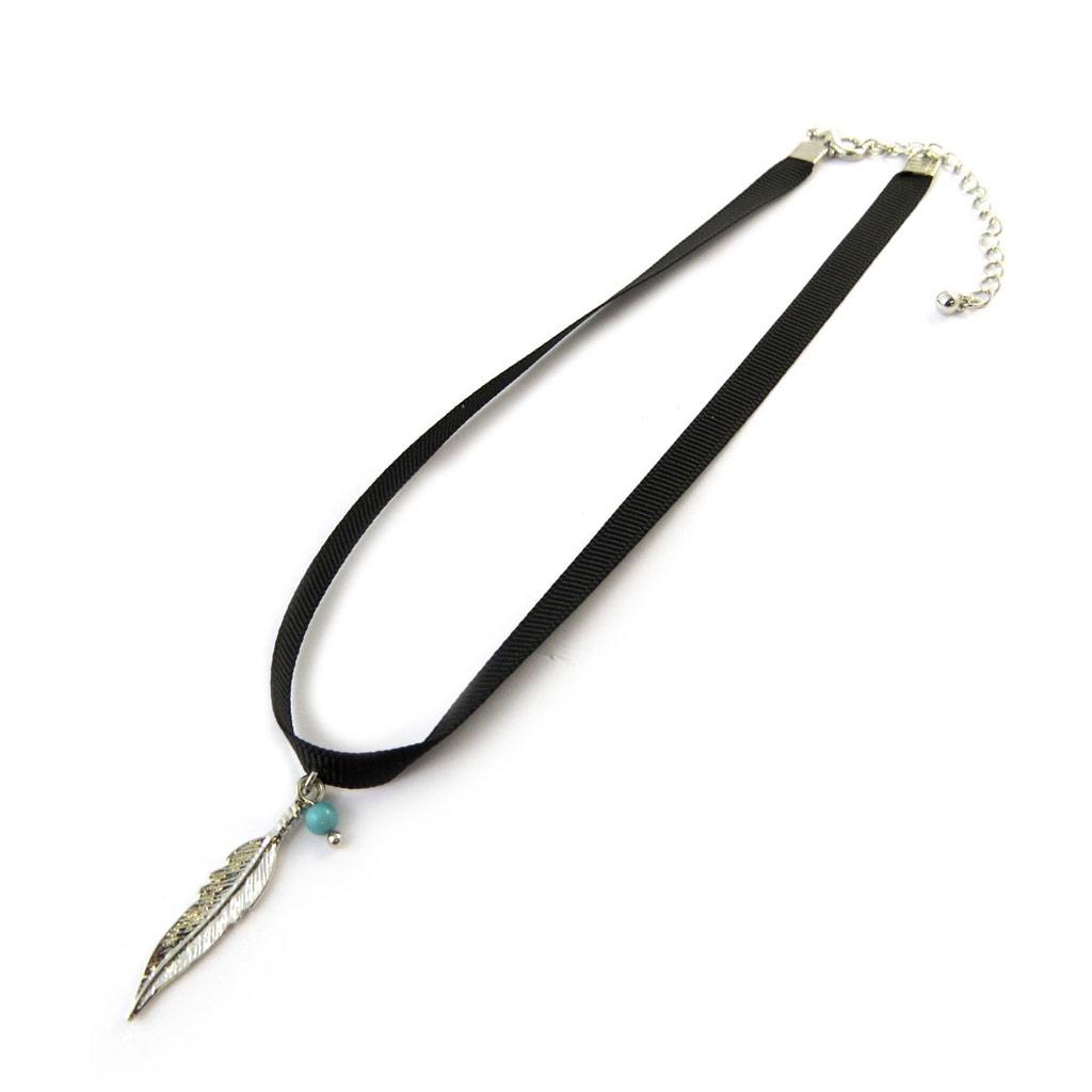 Les Trésors De Lily [N7042] - Designer Necklace 'Navajos' Turquoise Silver Black