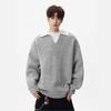 Mens Oversized Knit Polo Sweater Winter Warm Casual Trendy Pullover