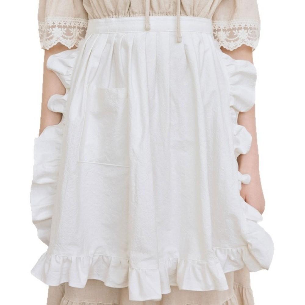 Ruffle Edge Work Apron Cotton Material Short Apron Popular Half Body Apron For Flower Shop