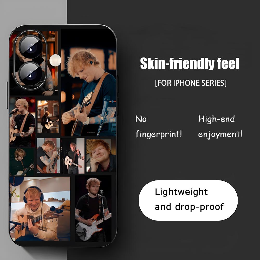 E-d Sheeran Singer Star Hot Phone Case For iPhone 17 16 15 14 13 12 11 X XR XS 8 Plus Mini Pro Max Soft black Shockproof Cover