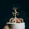 Топпер для торта с первой буквой K, монограмма, акриловый топпер для кексов, забавные аксессуары для торта для украшения свадебной годовщины, дня рождения, вечеринки, зеркальное золото