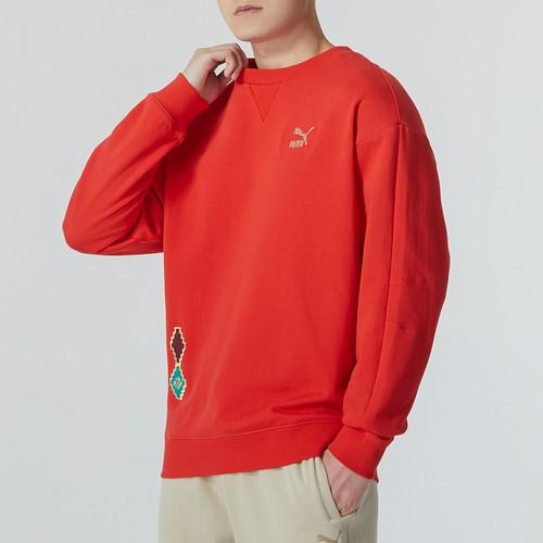 Puma Спортивная толстовка с вышивкой на Новый год, унисекс, красная
