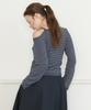 CLUNY Offset Shirring Stripe Top - Navy