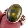 Кольцо из двухцветного серебра 925 пробы с натуральным океаническим яшмовым драгоценным камнем S.7 C3P39