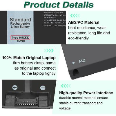 Аккумулятор 53 Втч H5CKD 15 В Замена для Dell Inspiron 5400 5406 7405 7300 7306 7500 7506 2-в-1 Серебристый 5300 5301 5401 5402 5408 5409 5501 5502 5508