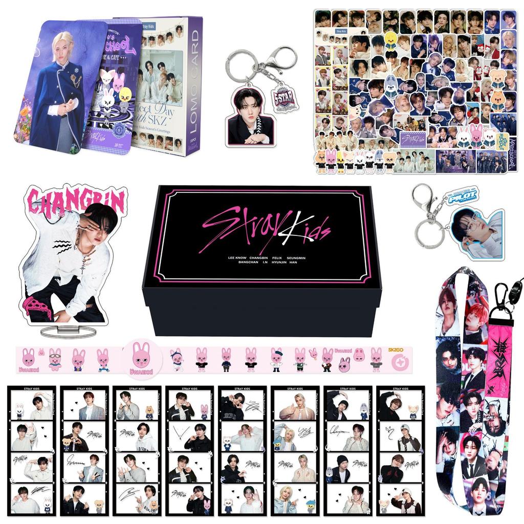 Skzoo Straykids Merch Box Felix Lee Minho Hyunjin Kpop Collection Set Keychains Photocards Stickers Gifts For Fans Personal