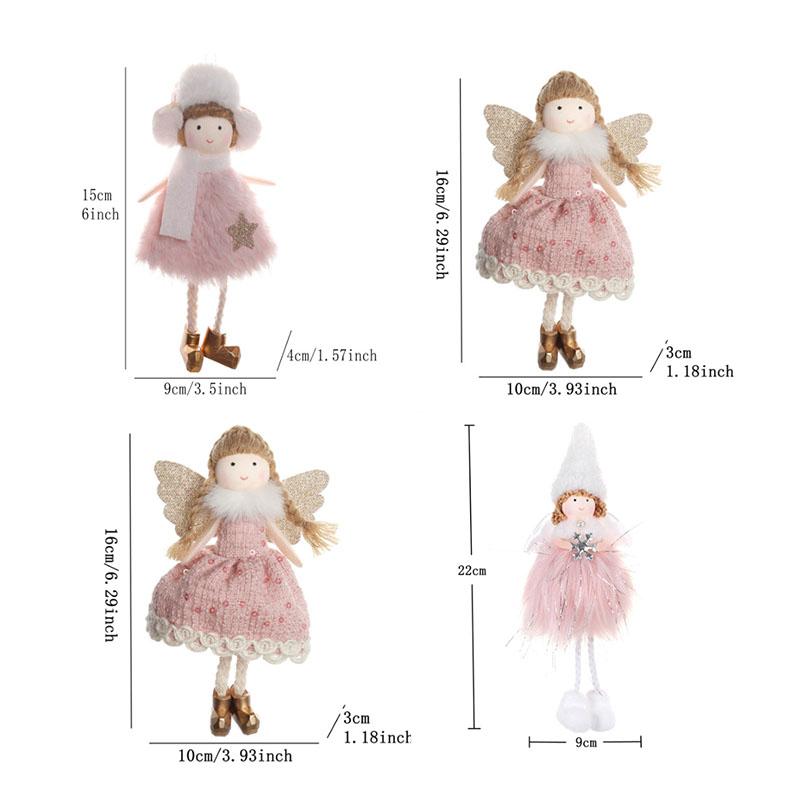 2025 New Year Gift White Pink Christmas Angel Doll Tree Ornament Xmas Decoration for Home Natal Navidad Cute Holiday Gift Decor