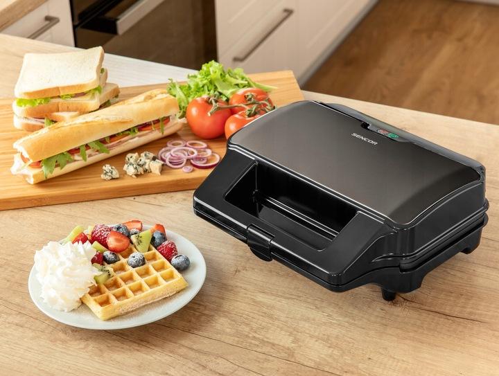 Opiekacz Toster Do Kanapek Tostów Panini Gofrów Sencor 4W1 900 W Czarny