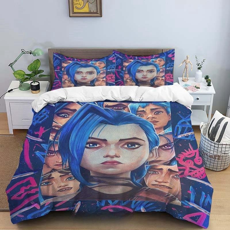 Cartoon Game Jinx Arcane_ League of Legends Комплект постельного белья King Twin Double Child 3 Piece Micofiber или Polyester Duvet Cover Sets
