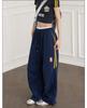 Темно-синие женские широкие спортивные штаны: Повседневные джазовые брюки для уличных танцев на весну/лето