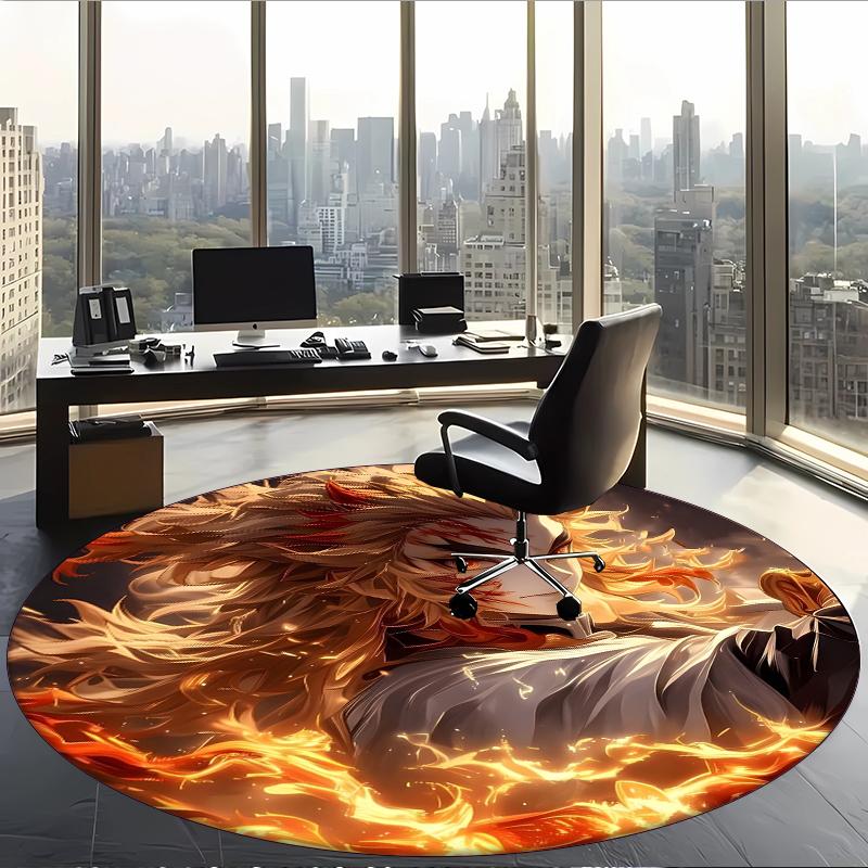 Kyojuro (1) Round Office Rug Decorative Floor Rug for Office Bedroom Living Room and Home Space