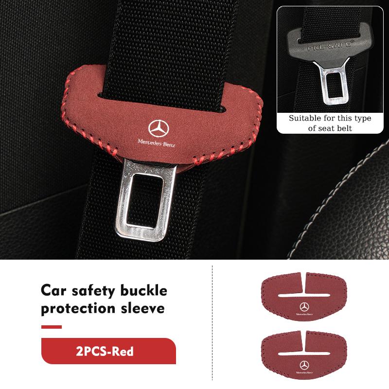 D1-2pcs Car Suede Belt Buckle Protector Anti-Scratch Safety Base For Benz W202 W212 W126 W140 W168 W177 CLS GLE GLC GLS CLA