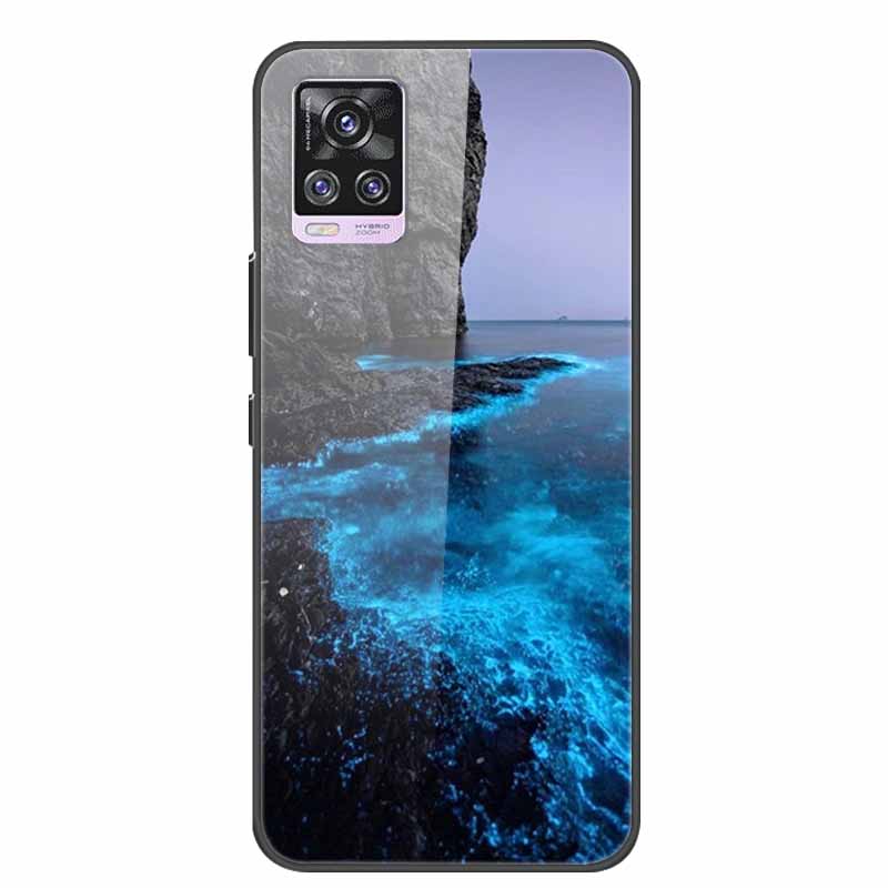 Glass Back Cover For Vivo V20 Pro 5G Case Coque Hard Tempered Glass Case For Vivo V20 Pro 2020 Phone Case Cover Soft Bumper Para