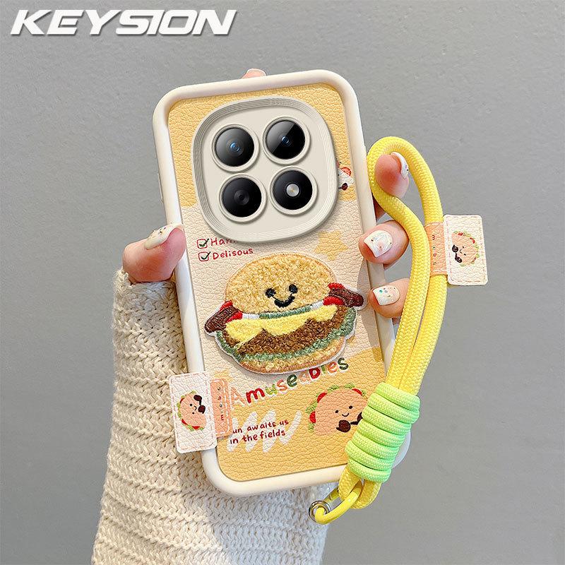 KEYSION Мультяшный милый плюшевый чехол с вышивкой для Redmi Note 15 Pro 5G 15 4G с ремешком, силиконовый противоударный чехол для телефона для Xiaomi POCO M8 5G