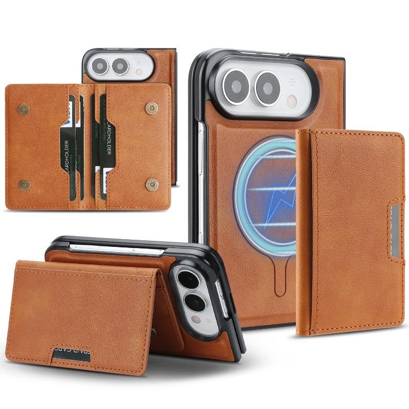 2 in 1 Wireless Charging Cards Holder Phone Case for Iphone Ultra Iphone Fold Stand Phone Cover Magnetic Leather Case Anti Fall