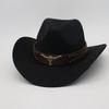 Новая трансграничная европейская, американская и западная джинсовая фетровая шляпа с отстрочкой, стиль знаменитости, металлическая голова быка, высококачественная шерстяная джазовая шляпа-цилиндр