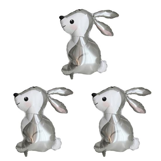 3Pcs Rabbit Balloon Cartoon Animal Long Ears Inflatable Aluminum Foil Happy