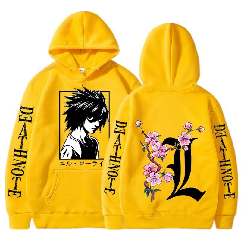 Мужская уличная толстовка Death Note, размер L, с принтом аниме, худи из бархата, удобная толстовка для мужчин и женщин на осень и зиму.