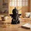 Detailed Scarecrow Craft 3D Printed Pumpkin Figurine, Matte Black Halloween Tabletop Creative Gift for Decor Shelf Window Office, Spooky Atmospheric