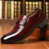 Patent Leather Glossy Large Size Men's Leather Shoes White Business Formal Leather Shoes