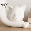 Small Cactus Flowerpot 3D Printed Stretching Cat Planter Pot, Cute Kitty Succulents Creative Animal Flowerpot, Lovely Kitten Plant Pot for Home Office