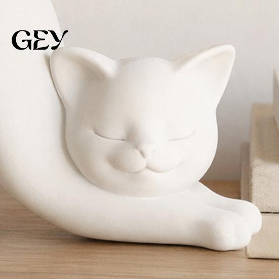 Small Cactus Flowerpot 3D Printed Stretching Cat Planter Pot, Cute Kitty Succulents Creative Animal Flowerpot, Lovely Kitten Plant Pot for Home Office