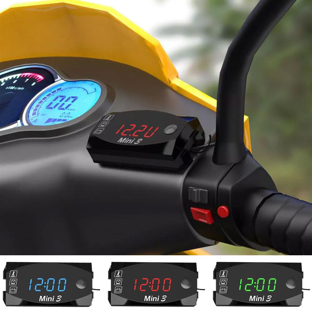 3 в 1 Мотоциклетный вольтметр Электронные часы IP67 Водонепроницаемые светодиодные часы Цифровые универсальные часы Пылезащитный термометр Voltme D1i1