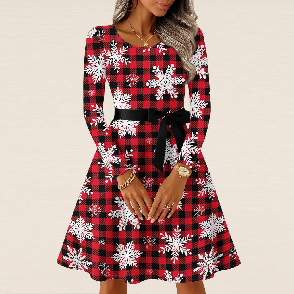 Women's Casual Fashion Long Sleeve Vintage Long Dresses