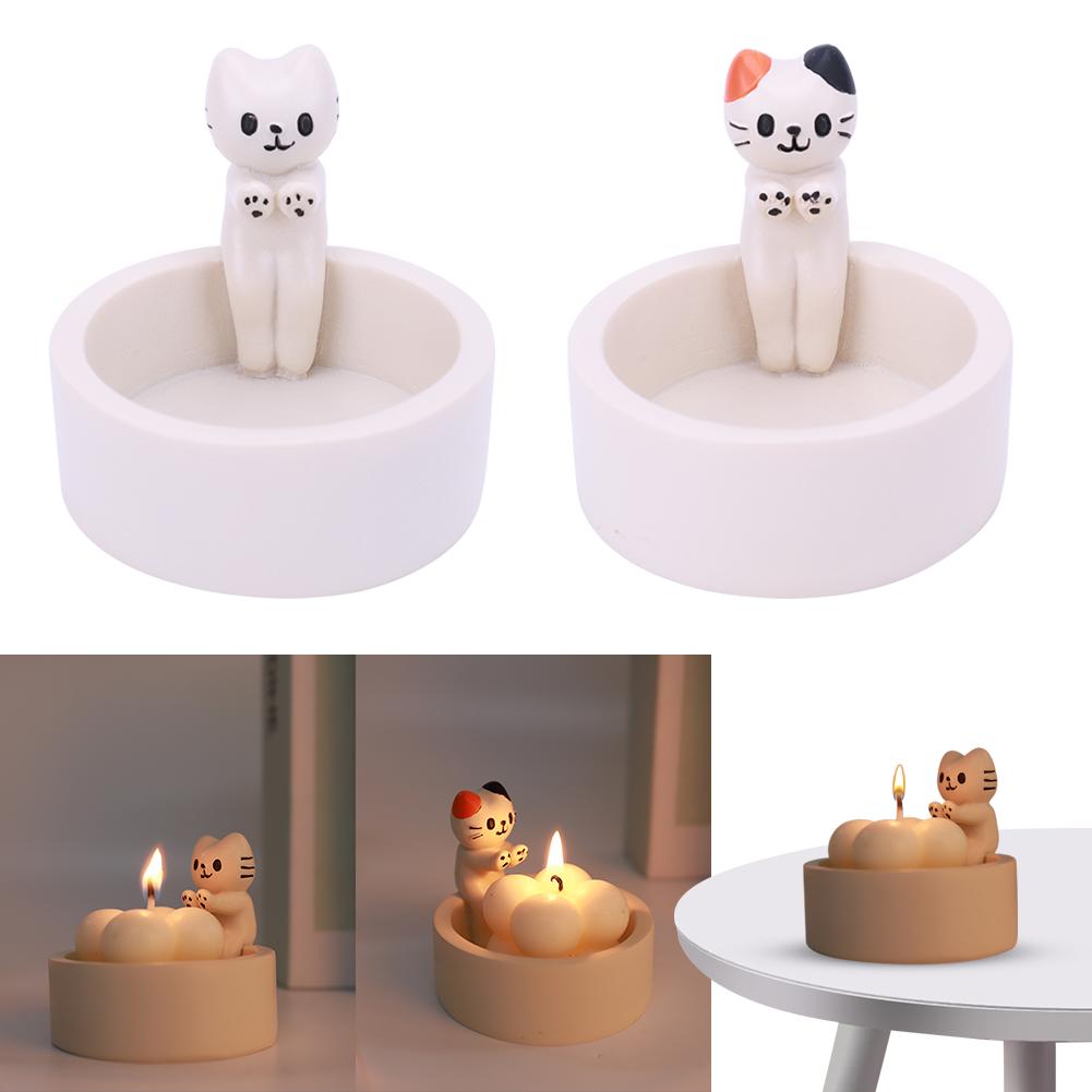 Cartoon Kitten Candle Holder Creative Kitten Aromatherapy Candlestick Kitten Warming Paws Candlestick Gift for Cat Lover