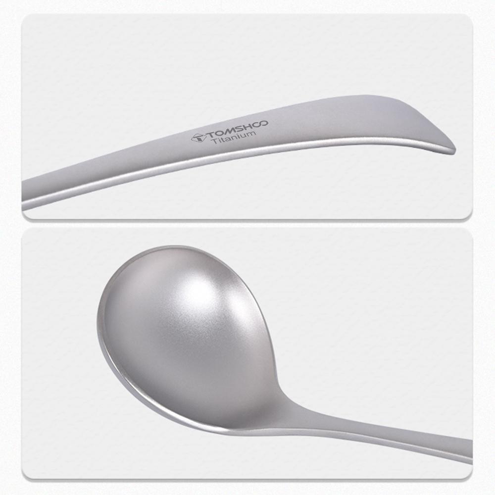TOMSHOO Суповая ложка из чистого титана с длинной ручкой, бытовая и кемпинговая, на открытом воздухе