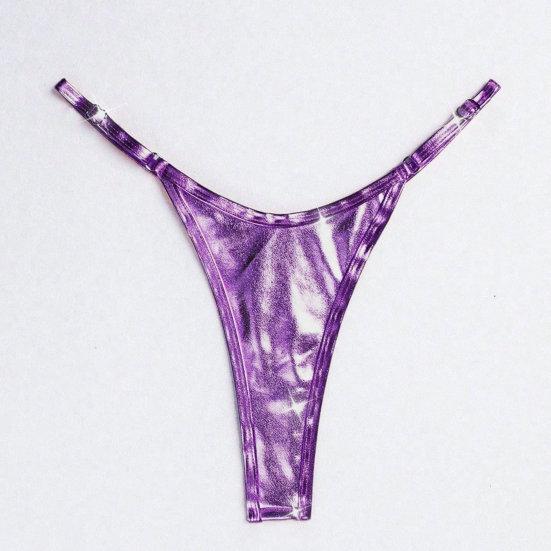 Женские стринги, глянцевые, треугольной формы, однотонные, эластичные, мягкие, средней длины, с регулируемым ремешком