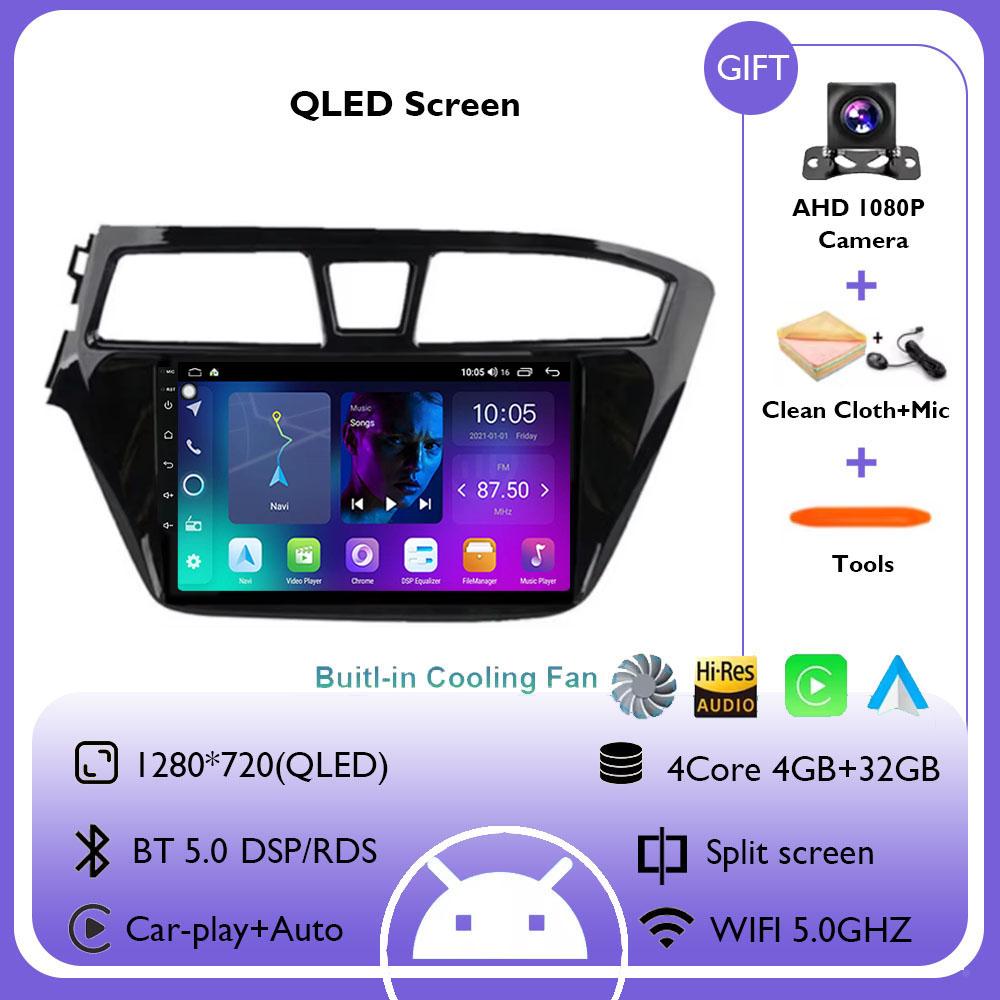 Android 14 For Hyundai I20 2014-2018 Car Radio Stereo Multimedia Navigation Video Player GPS Wireless Carplay Auto QLED screen