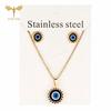 Мода Турецкий Синий Смола Глаз Циркон Набор Цепочка из Нержавеющей Стали Подвеска Ожерелье Серьги-гвоздики Женские Аксессуары Амулеты на Удачу
