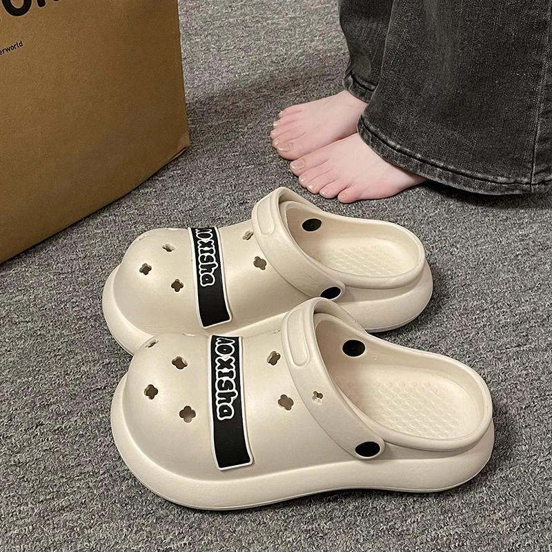 New Summer Women's Slippers 2024 Fashion Baotou EVA Women's Slippers Solid Color Hollow Daily Style Two-Wear Women's Slippers