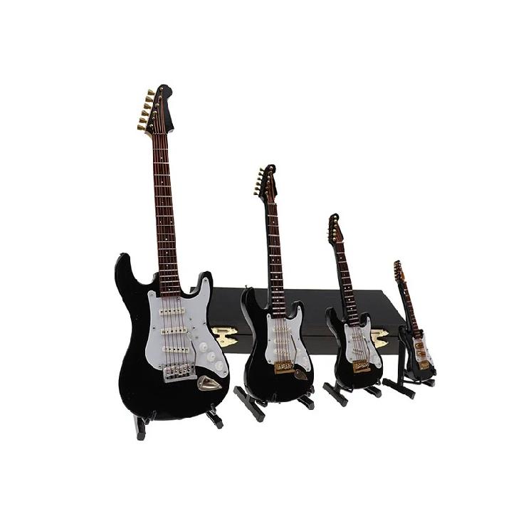 Wooden Musical Instruments Collection Decorative Ornaments Mini Electric Guitar With Support Miniature Model Decoration Gifts