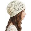 Women Cotton Crochet Slouchy Beanie Hat Handmade Knit Cutout Summer Floral Skull Cap