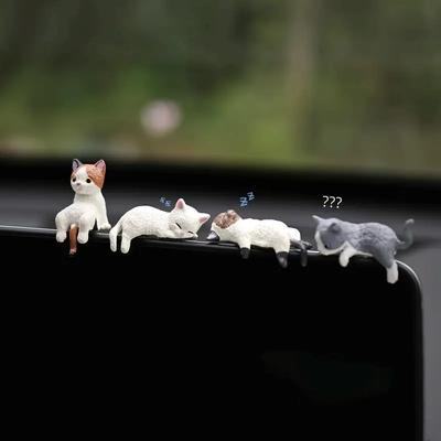 Милый кошачий орнамент 4 шт. Милые кошачьи украшения на приборную панель автомобиля | Материал ABS, Мультяшный мини-декор, Идеально для автомобиля и дисплея экрана