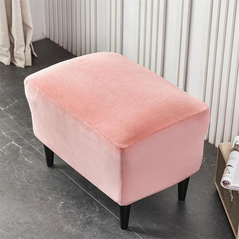 Cover Elastic Rectangle Stool Cover Sets All-Inclusive Footstool Furniture Guard Cover Sofa Furniture Footrest Slipcovers Velvet Ottoman