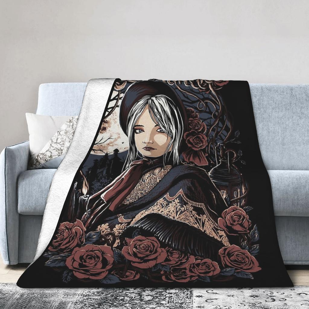 Bloodborne Video Game Blankets Flannel Printed Multi-function Super Warm Throw Blanket for Bed Office Quilt